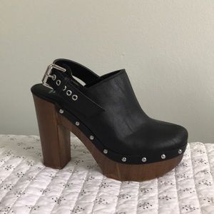 Plume by Faryl Robin Wooden Platform Clogs